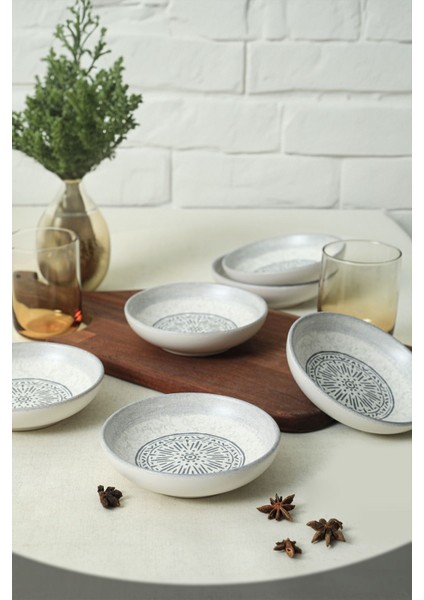 Beyaz Stone Halka Çerezlik ve Sosluk Seti 13 cm 6 Adet