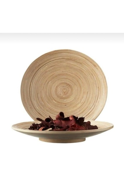 Bambu Dekoratif Tabak 30CM, Şık ve Doğal Tasarım, Bej Renk Seçeneği
