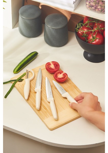 Bej Renkli 4 Parça Güzel ve Kullanışlı Bıçak Seti fiyatları