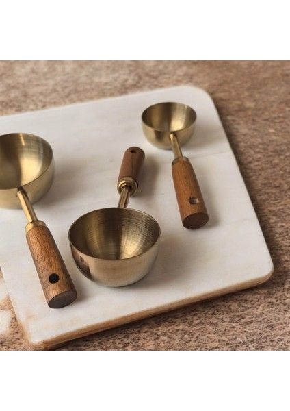 4'lü Ahşap Saplı Paslanmaz Çelik Ölçü Kaşığı Takımı fırsatları