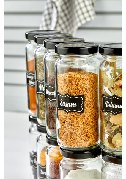 15 Parça Cam Baharat Kavanozu Seti, Metal Kapak ve Baharat Etiketi Hediyesi modelleri