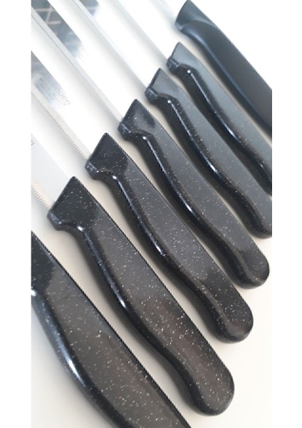 Şık Siyah Meyve Bıçağı Seti, Düz Soyacak ve Mikro Tırtıklı Doğrama Bıçakları fiyatları