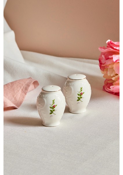 Vintage Rose 7 cm Tuzluk Biberlik Seti, Şık ve Zarif Tasarım