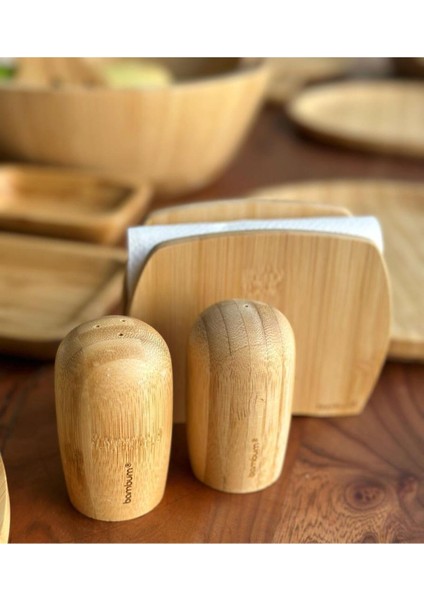 Kahverengi Peçetelik ve Tuzluk Biberlik Seti, Şık ve Kullanışlı 3 Parçalı Tasarım