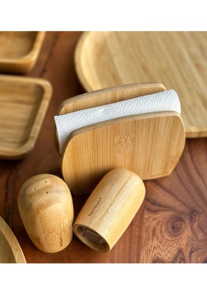 Kahverengi Peçetelik ve Tuzluk Biberlik Seti, Şık ve Kullanışlı 3 Parçalı Tasarım fiyatları