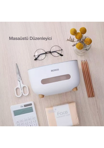 Bölmeli Çok Amaçlı Peçetelik ve Saklama Kutusu, Beyaz, Pratik ve Şık Tasarım fırsatları