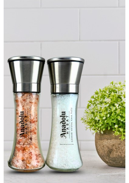 Iki Adet Beyaz Seramik Kaya Tuzu Değirmeni, 19 Cm, Doğal ve Şık Tasarım