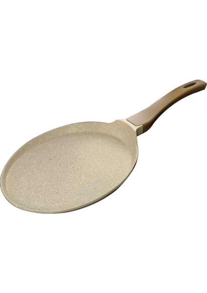 26 cm Krep Döküm Tava, Bej Renkli, Dayanıklı ve Şık Tasarım