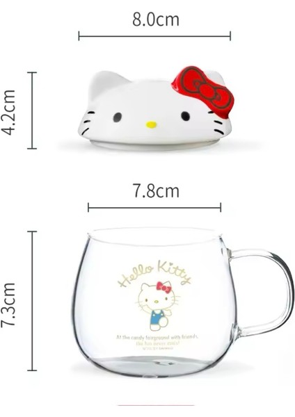 Sevimli Hello Kitty Anime Figürlü 400ML Cam Bardak Seti, Kapak ve Kaşık ile Birlikte fiyatları