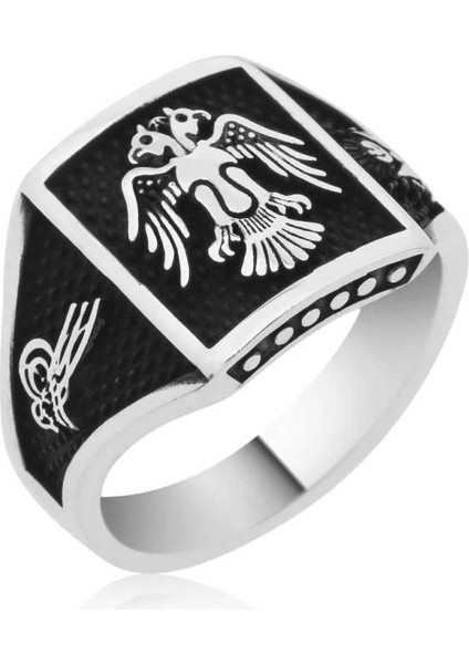 Gümüş Çift Başlı Kartal Erkek Yüzük