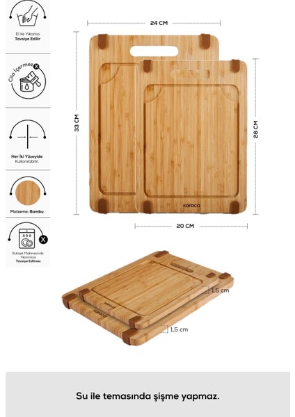 Iki Parça Pro Kesme Tahtası 28/33 Cm, Kahverengi fırsatları