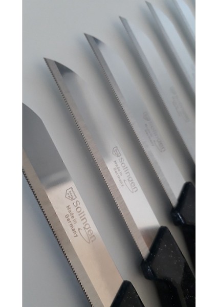 Şık 6'lı Siyah Meyve Bıçağı Seti, Düz Soyacak ve Mikro Tırtıklı Doğrama Bıçakları modelleri