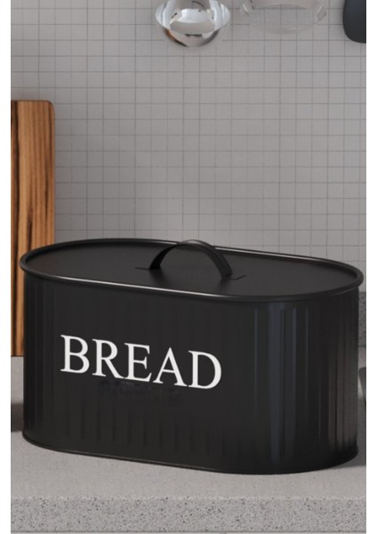 Şık Metal Kapaklı Büyük Boy Ekmeklik, Modern ve Dayanıklı 32 cm Siyah modelleri