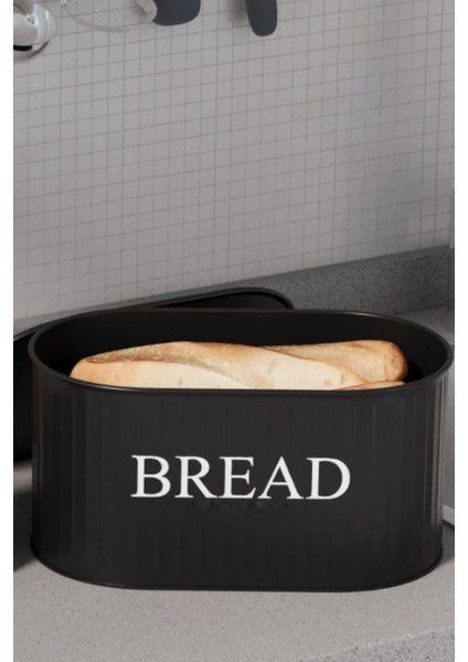 Şık Metal Kapaklı Büyük Boy Ekmeklik, Modern ve Dayanıklı 32 cm Siyah fırsatları