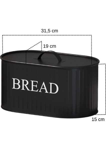 Şık Metal Kapaklı Büyük Boy Ekmeklik, Modern ve Dayanıklı 32 cm Siyah indirimleri
