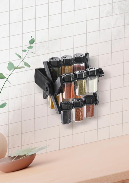 12'li Döner Baharat Seti, 360° Dönen Standlı Baharatlık ve Kavanozlar fiyatları