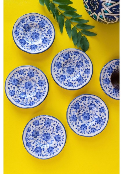 Renkli Porselen Çay Tabak Takımı 12CM 6 Parça, Şık ve Zarif Set