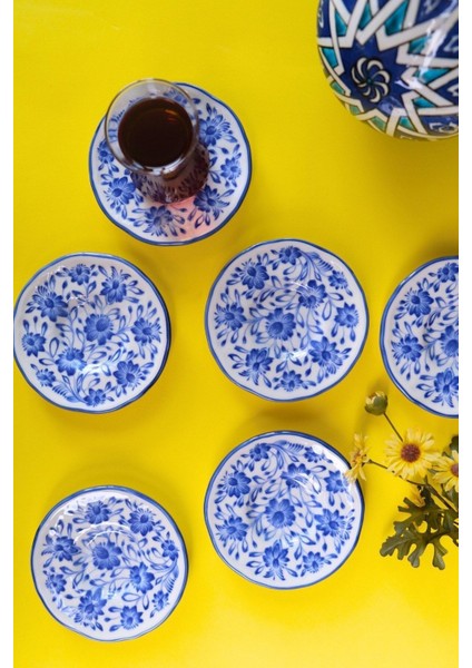 Renkli Porselen Çay Tabak Takımı 12CM 6 Parça, Şık ve Zarif Set modelleri