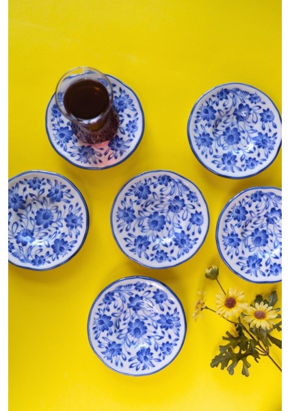 Renkli Porselen Çay Tabak Takımı 12CM 6 Parça, Şık ve Zarif Set