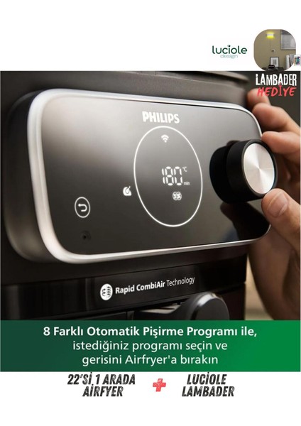 8,3l Uzaktan Bağlantılı Airfryer 22 Fonksiyonlu Büyük Kapasiteli Siyah