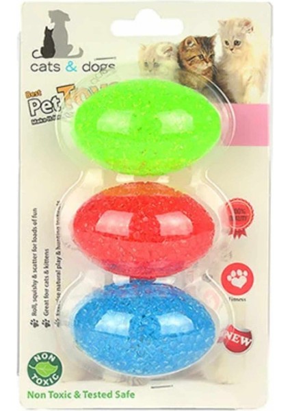 Kedi Oyun Topu Elips Zilli 3lü