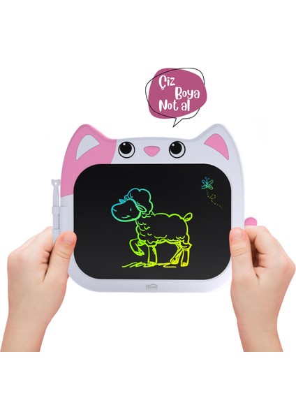 HP66 Pilli Figürlü LCD Ekran Elektronik Yazı Tahtası 10 Inç Pembe modelleri