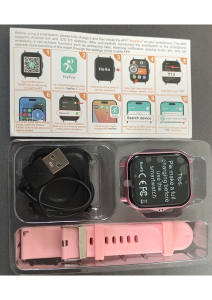 Pembe Çok Fonksiyonlu Akıllı Saat, Android ve Ios Uyumlu, Şık ve Kullanışlı modelleri