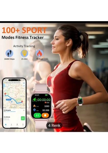 Pembe Çok Fonksiyonlu Akıllı Saat, Android ve Ios Uyumlu, Şık ve Kullanışlı fırsatları