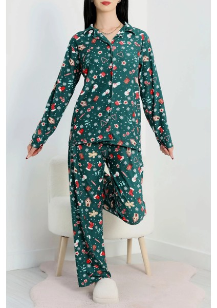 Yılbaşı Süet Düğmeli Pijama Takımı modelleri