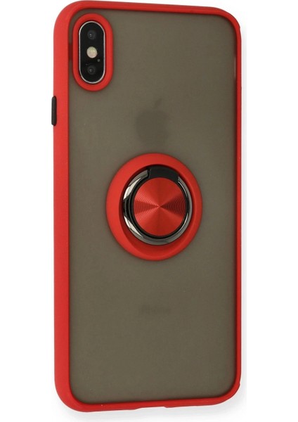 iPhone x Kılıf Montreal Yüzüklü Silikon Kapak - Kırmızı fiyatları