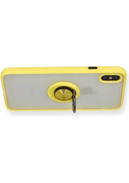 iPhone x Kılıf Montreal Yüzüklü Silikon Kapak - Sarı modelleri