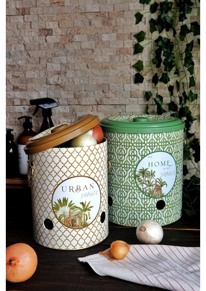 Paslanmaz Metal Sebze Kovası 2'li Set, Pratik ve Şık Sebze Saklama Sepeti