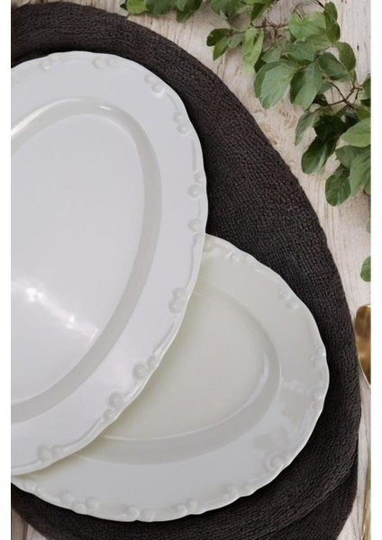 2’li 30 cm Krem Porselen Kayık Tabak, Şık ve Zarif Ev Dekorasyonu Için Ideal fiyatları