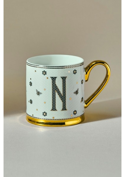 N Harfli 330 ml Şık Kupa, Güzel Tasarım ve Kaliteli Materyal ile Kullanıma Hazır