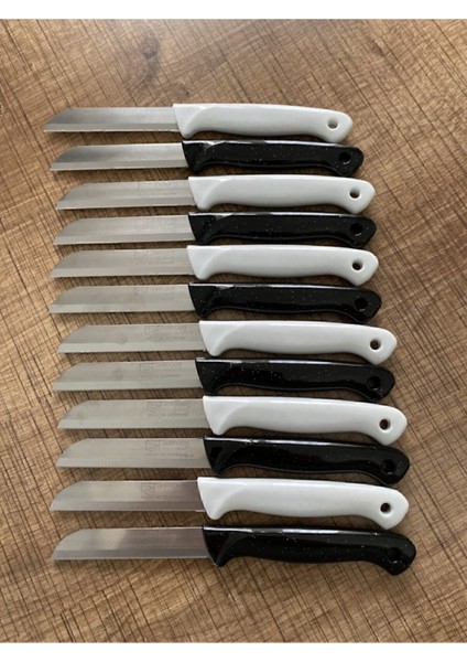12'li Siyah-Beyaz Meyve Bıçak Seti, Şık ve Kullanışlı Doğrama Araçları
