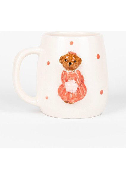 El Yapımı 3D Teddy Figürlü Ikili Seramik Kupa Seti, Renkli ve Şık Tasarım modelleri