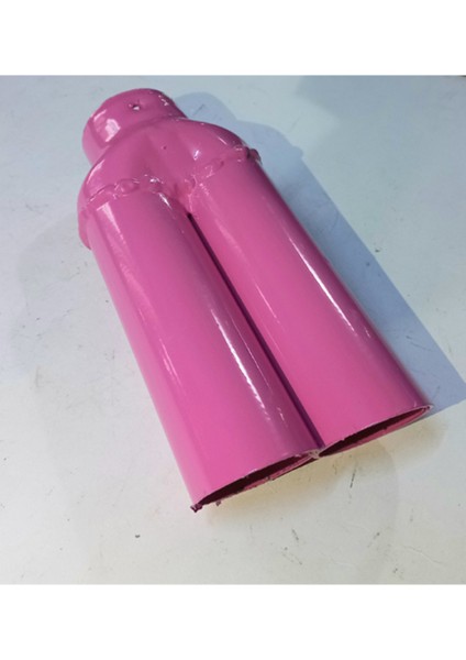 Şeker Pembe Minik Çiftli Kesik Eşit Nikelaj Egzoz Ucu Eksoz Vidalı
