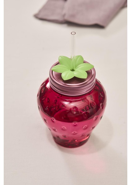 Kırmızı Çilek Şeffaf Pipetli 750 ml Su Şişesi, Şık ve Kullanışlı Tasarım modelleri