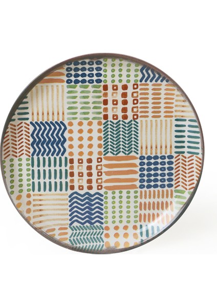 Çok Renkli Etnik Hitit Pasta Tabağı 20 cm 4'lü Set