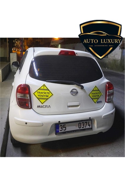 Trafikte Yeniyim Araba Magneti Mıknatıslı Acemi Sürücü Etiketi Araç Dışı Sticker 1 Adet fiyatları