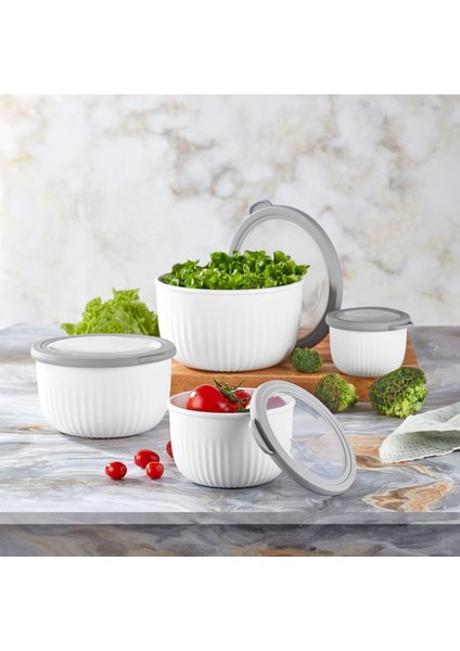 Beyaz Vakumlu Saklama Kabı Seti 4'lü, Tazelik ve Ferahlık Sağlar