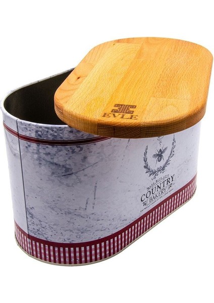 Ahşap Kapaklı Ekmeklik, Country Bakery Desenli, 11 Lt, Şık ve Pratik Tasarım fırsatları