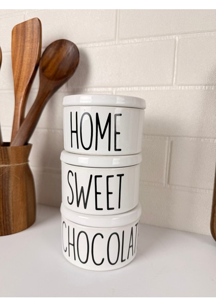 Beyaz Porselen Vakumlu 3'lü Saklama Kavanoz Seti modelleri