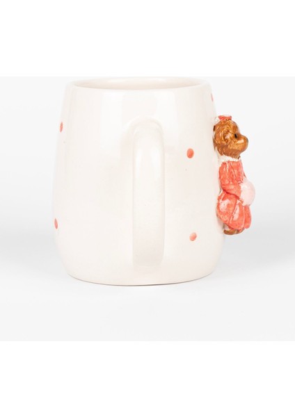El Yapımı Renkli 3D Teddy Figürlü Seramik Çift Kupa Bardak
