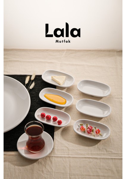 Beyaz Küçük Kayık Tabak 6'lı, 12X7 Cm, Kahvaltı, Çerezlik ve Sunum Tabağı fiyatları