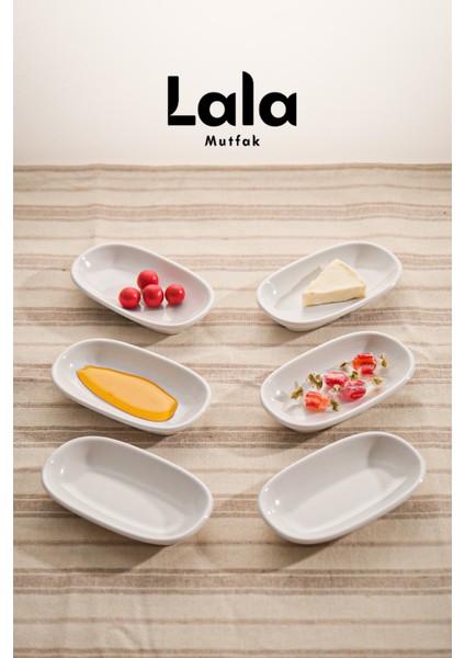 Beyaz Küçük Kayık Tabak 6'lı, 12X7 Cm, Kahvaltı, Çerezlik ve Sunum Tabağı modelleri