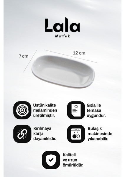 Beyaz Küçük Kayık Tabak 6'lı, 12X7 Cm, Kahvaltı, Çerezlik ve Sunum Tabağı fırsatları