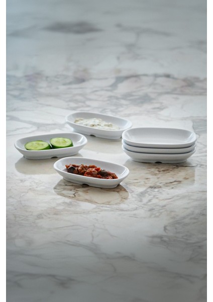 Beyaz Küçük Kayık Tabak 6'lı, 12X7 Cm, Kahvaltı, Çerezlik ve Sunum Tabağı indirimleri