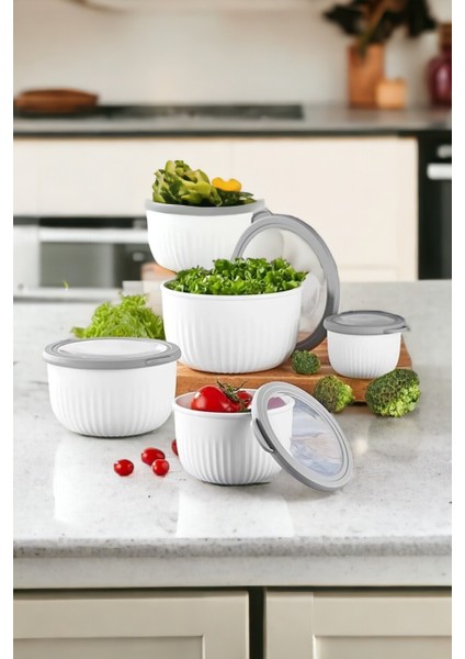 Beyaz Vakumlu Saklama Kabı Seti 4'lü, Tazelik ve Ferahlık Sağlar