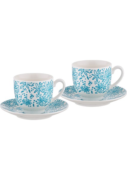 2 Kişilik Mavi Kahve Fincan Takımı, 90 Ml, Şık ve Zarif Tasarım indirimleri